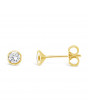 Round Rub-Over Set Solitaire Diamond Earrings, Set in 18ct Yellow Gold. Tdw 0.40ct